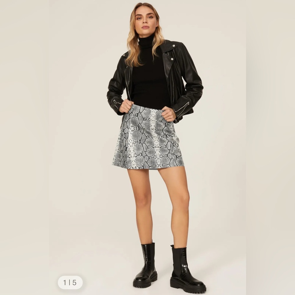 Thread & Supply faux leather snake skin skirt | S